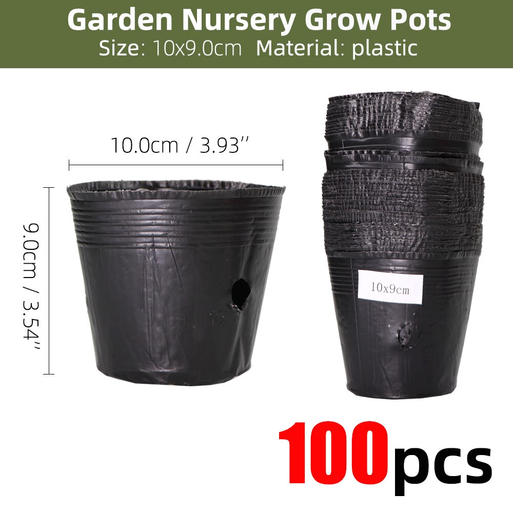 20-300PCS 15 Sizes of Plastic Grow Nursery Pot Home Garden Planting Bags for Vegetable Flowers Plant Container Starting Box: G-100PCS