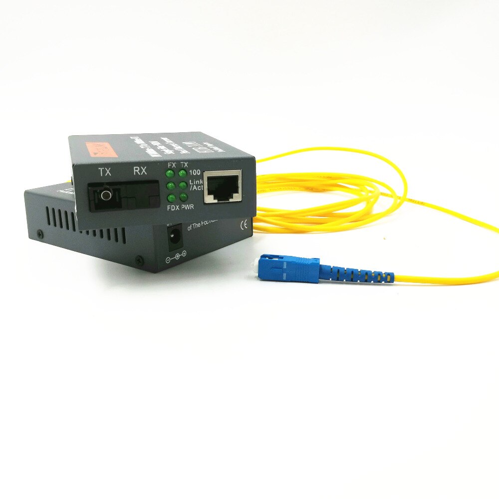 Htb-3100ab Optische Fiber Media Converter Transceiver Enkele Vezel Single Mode 25 km SC 10/100 m Met 3 meter SC-SC fiber jumper