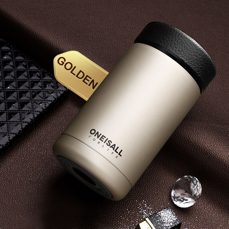Termo kop rejse krus kaffe te isoleret stål termisk krus med te infuser flaske til vand kaffe te vakuum flaske tumbler: Gylden