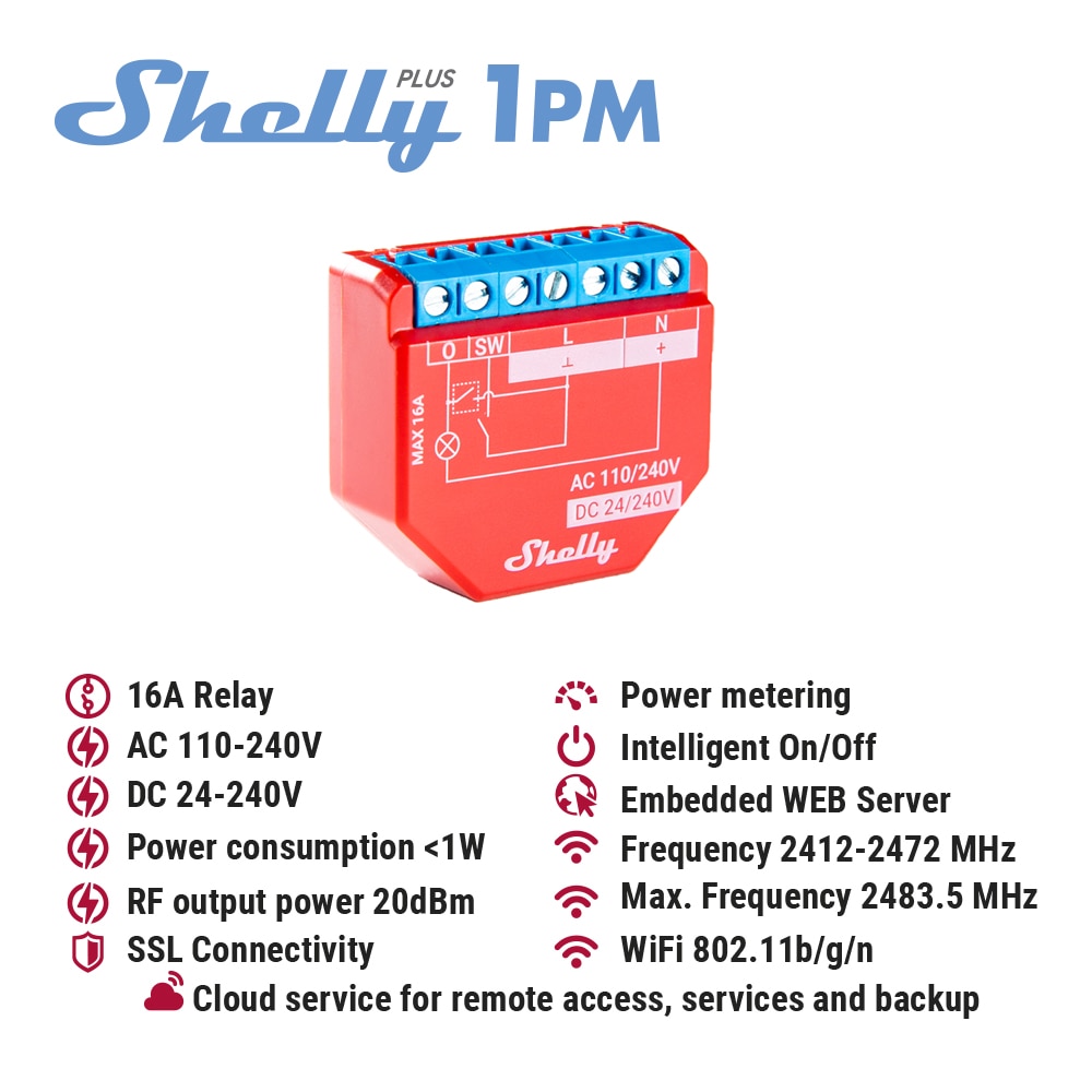 Shelly plus 1pm vida em casa inteligente wi fi interruptor de relé controle e medida gama consumo energia equipamentos escritório