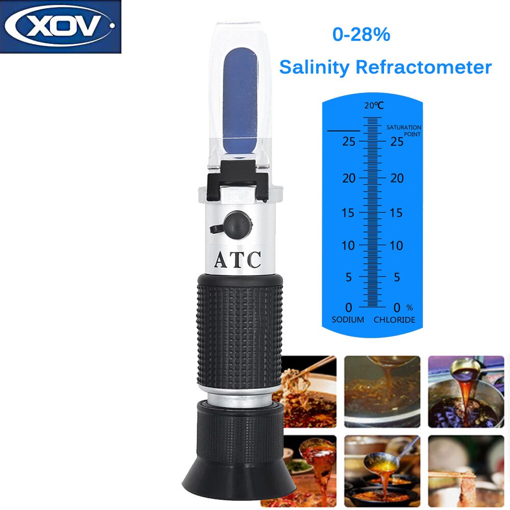 0~100 ‰/0-28% Salinometer Hand Held Salinity Refractometer Salt Water Concentration Tester Saltwater Refractometers For Aquarium: B without box