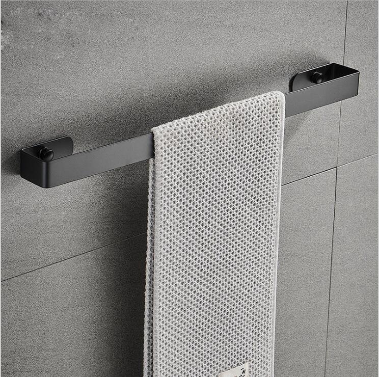 Sømfrit toilethåndklædestativ 304 rustfrit stål sort håndklædestang hængebadeværelse håndklædeholder firkantet hardware tilbehør