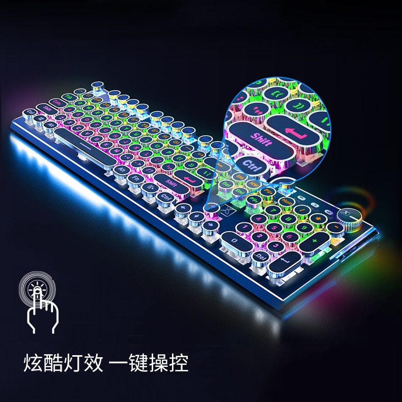 Wrangler Steam Punk Mechanical Keyboard Game Mouse Keyboard Suit Mechanical Keyboard E-Sports