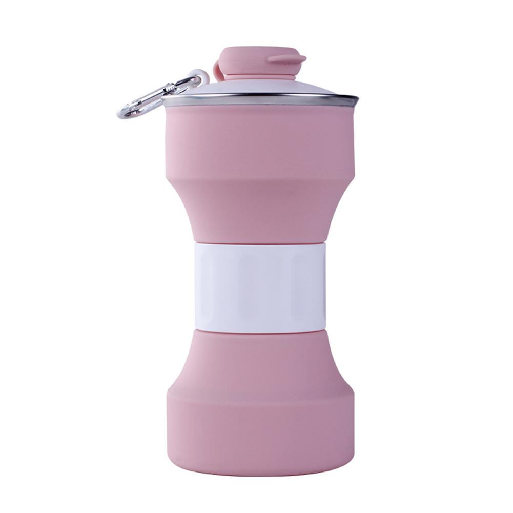 650Ml Vouwen Cup Siliconen Water Fles Camp Sport Vouwen Fles Reizen Mini Draagbare Cup Reizen Mok Outdoor: Pink