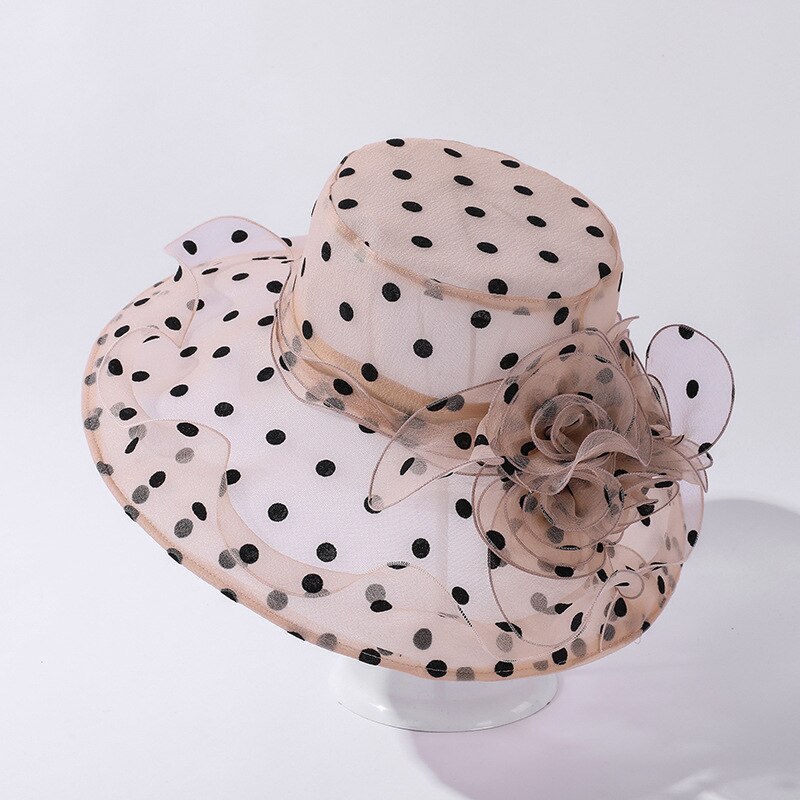 Cokk Zomer Hoeden Voor Vrouwen Mode Dot Patroon Grote Grote Kant Garen Rand Zonnescherm Zonnehoed Ademend Opvouwbare Gorro 2022