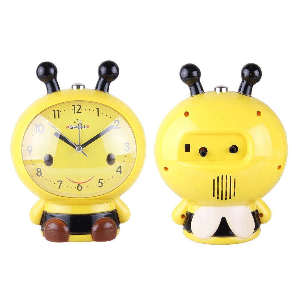 Talking Alarm Clock Dual Tone Alarm Bee Night Light Clock Student Bedside Cartoon Child Alarm Clock