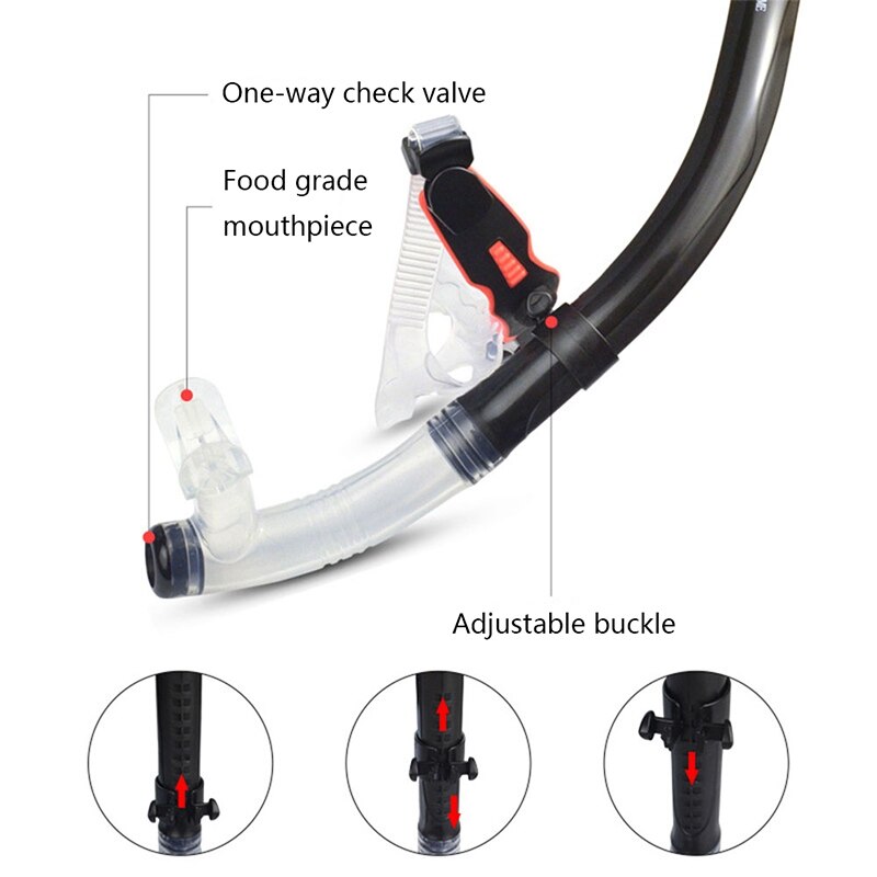 Simträningsutrustning lång simning snorkel dykning snorkling tillbehör frontersättning gas freestyle bröstsim—blått