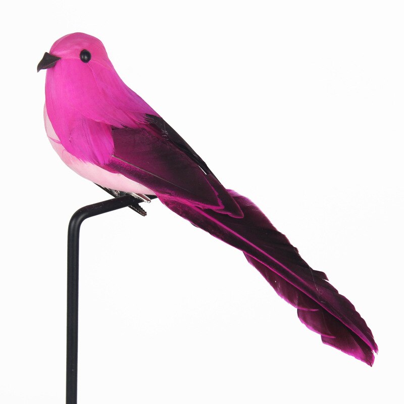 Foam Home Outdoors Garden Wedding Decoration Ornament 1pc Feather Artificial Parrots Imitation Bird Model DIY Party Use: Rose Red