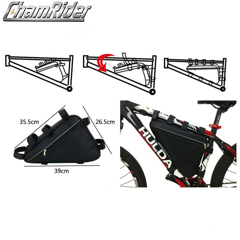 36V 48V 60V 72V E-BIKE Elektrische Fiets Driehoek Batterij Tas Zwart Fietsframe Driehoek Zakken Max belasting 126 Cellen