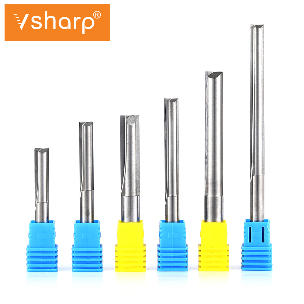 6mm 8mm 10mm Shank Tungsten Carbide 2 Flutes Straight Milling Cutter CNC Tools For MDF, Particleboard, Plywood, PVC, Acrylic