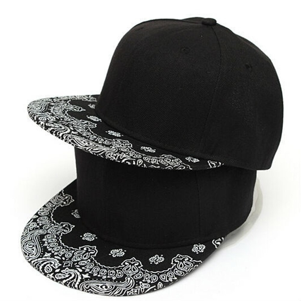 Wit Paisley Patroon Zwarte Hoed Mode Man Vrouwen Zomer Baseball Cap Zonnehoed Verstelbare Hip Hop Snapback Caps Hoed