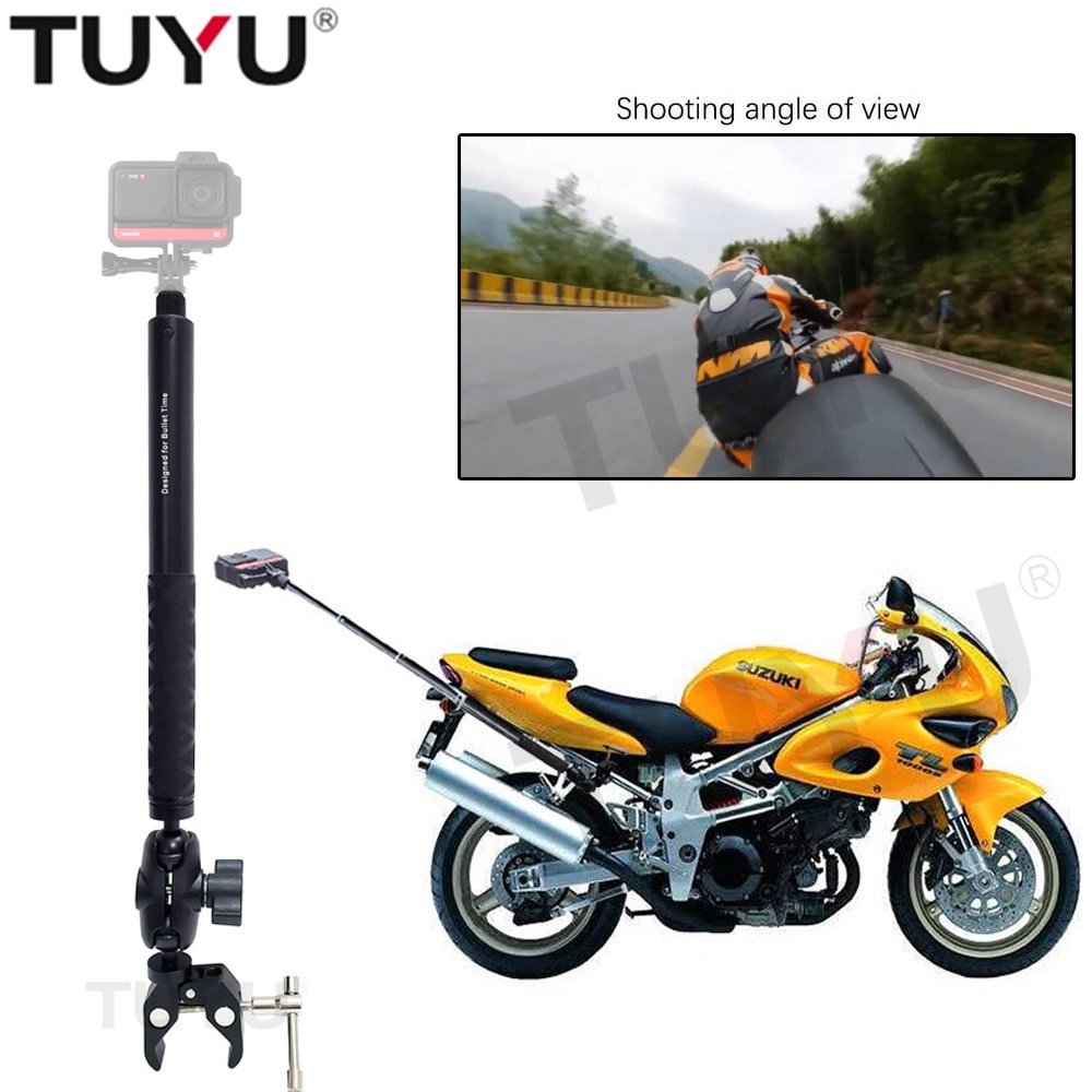 TUYU Motorrad Dritten Person Perspektive Lenker Halterung für GoPro DJI Insta360 Ein R X2 Unsichtbare Selfie Stick Zubehör
