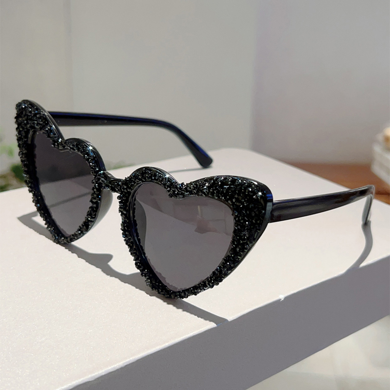 Óculos de sol vintage em forma de coração com strass para mulheres, óculos de sol novos originais, tons decorativos da moda, 2024: Azul