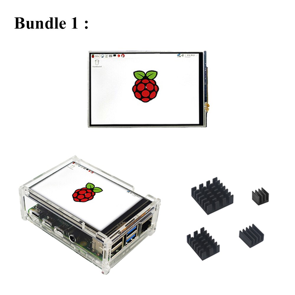 Raspberry Pi 4 Touch Screen 3.5 inch TFT LCD 480*320 Display with Acrylic Case Aluminum Heat Sink for Raspberry Pi 4 Model B 4B: Bundle 1