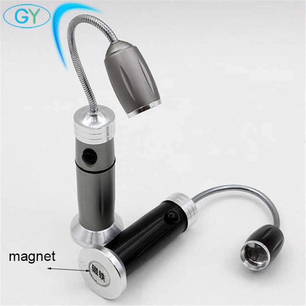 Portátil 3w bateria led máquina ferramenta de luz ímã multi função manutenção lâmpada trabalho preto cinza gooseneck iluminação magnética