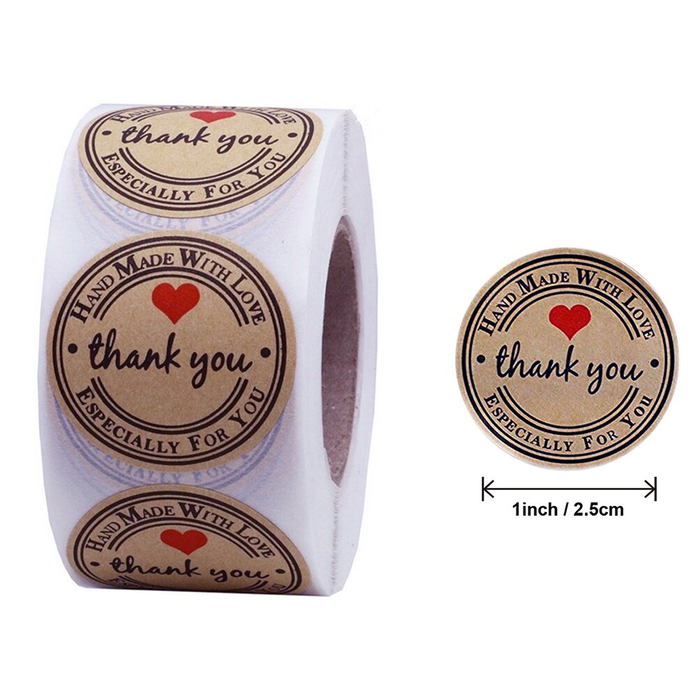 Round Labels Handmade Kraft Paper Packaging Sticker for Candy Dragee Bag Box Packing Bag Wedding Thanks Stickers: Dark Khaki