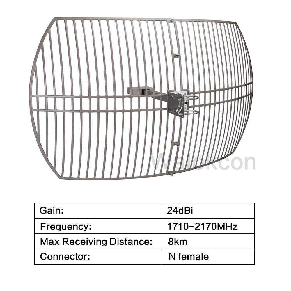Antena parabólica de red 3G 4G LTE para exteriores, repetidor de señal para DCS/LTE 1710 WCDMA 2170, ganancia de 24 dBi, 1800-2100 MHz