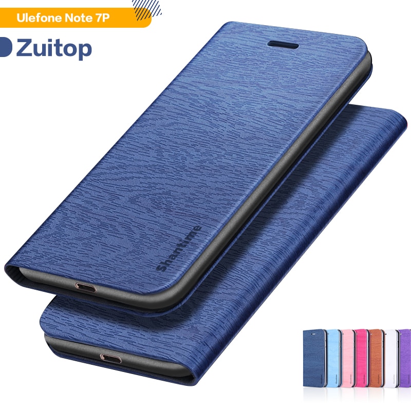 Houtnerf PU Lederen Telefoon Case Voor Ulefone Note 7P Flip Case Voor Ulefone Note 7P Business Portemonnee case Soft Silicone Back Cover