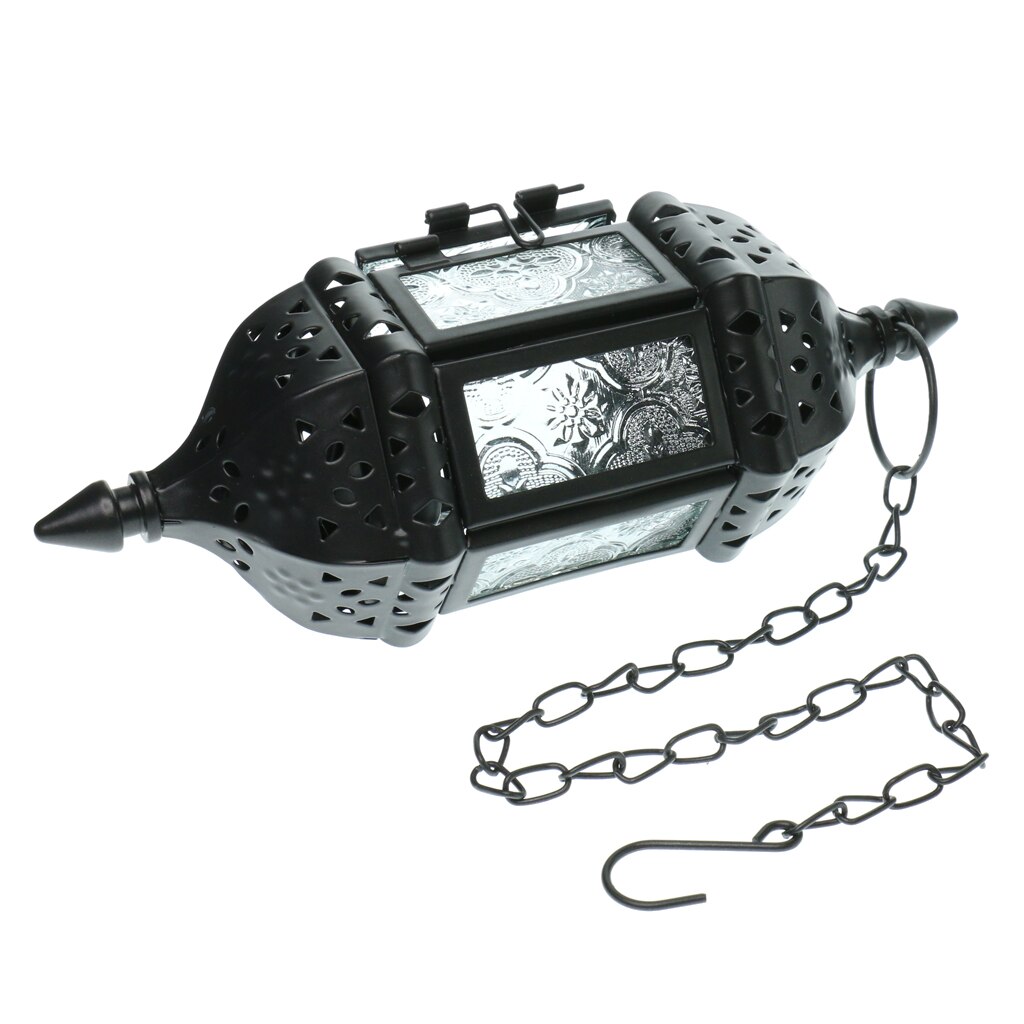 Retro Metal Hanging Candle Lantern Chandelier Moroccan Hollow , 9x9x24cm/3.54x3.54x9.45inch