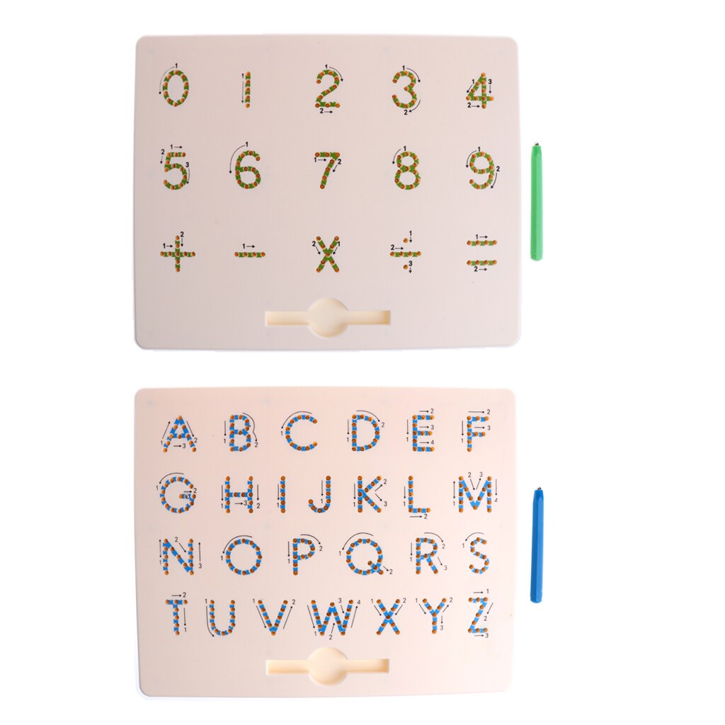 2 Stuks Magnetische Kralen Mathematische Numbers Tekening Boards Doodle Schets Board Voor Alfabet A Tot Z Leermiddelen Cogniton Educatief