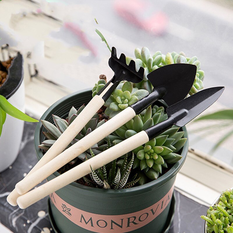 3 st trädgårdsskötsel mini verktyg set blomkrukor gräva kostymer liten spade kratta plantor plantering trädgård gadget