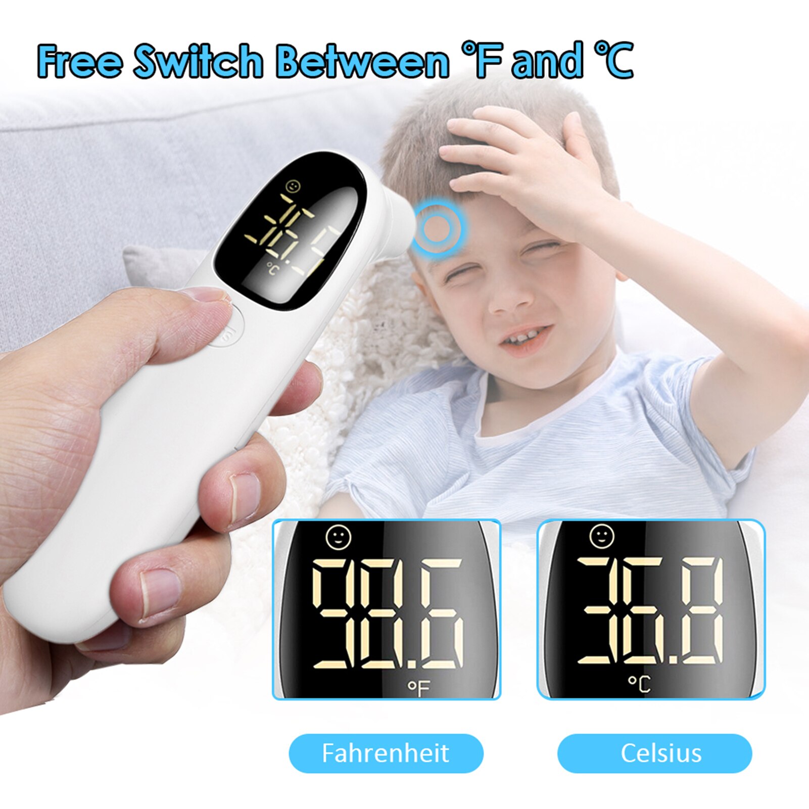 Não-contato termômetro febre termômetro infravermelho lcd display digital temperatura medida ferramentas ir termômetros para o bebê crianças