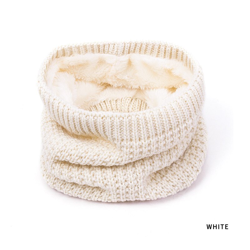 Children Winter Warm Knitted Ring Scarves Baby Kids Thick Super Elastic Knit Mufflers Girls Boys Children Neck Warmers Unisex: White