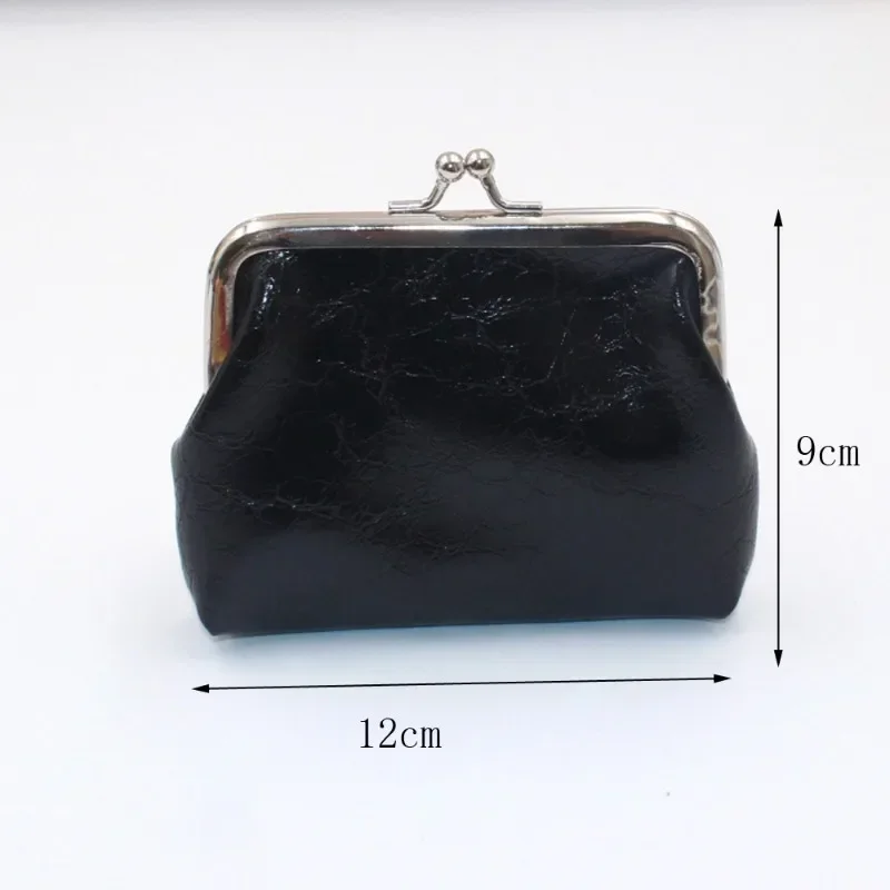Myntpung med oljevoks i skinn, 4- tommers spenne, mini-lommebok, myntveske, leppestift-oppbevaringsveske, dame-clutch-veske