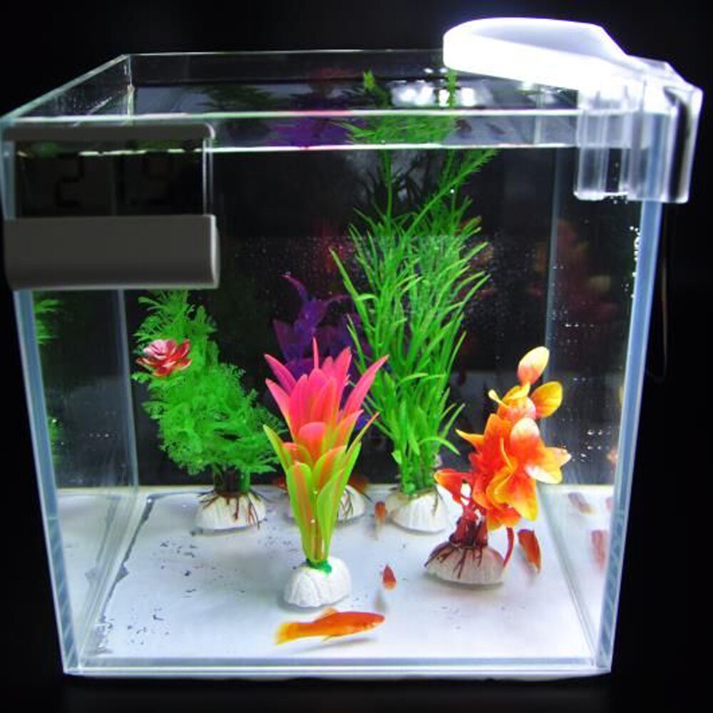 LED Aquarium Light Mini Fish Tank White Light EU Plug Aquarium Fan-shaped Clamp Lamp with 8pcs High Light SMD5730 LEDs