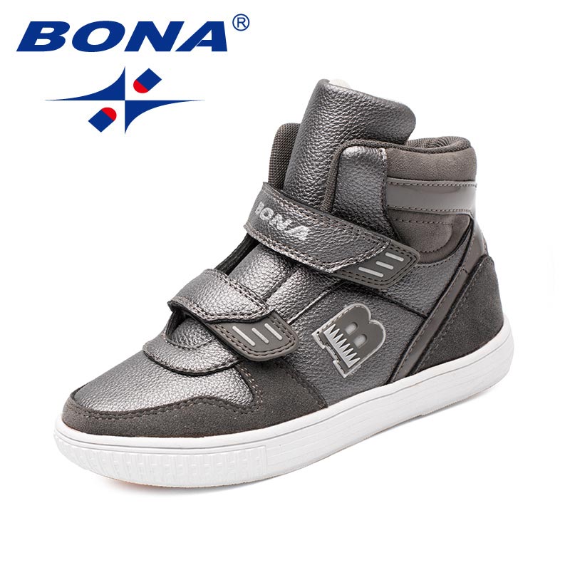 BONA Typische Stijl Kinderen Laarzen Klittenband Jongens Winter Schoenen Outdoor Sneakers Licht Zacht: GRAY SLIVER GREY / 5