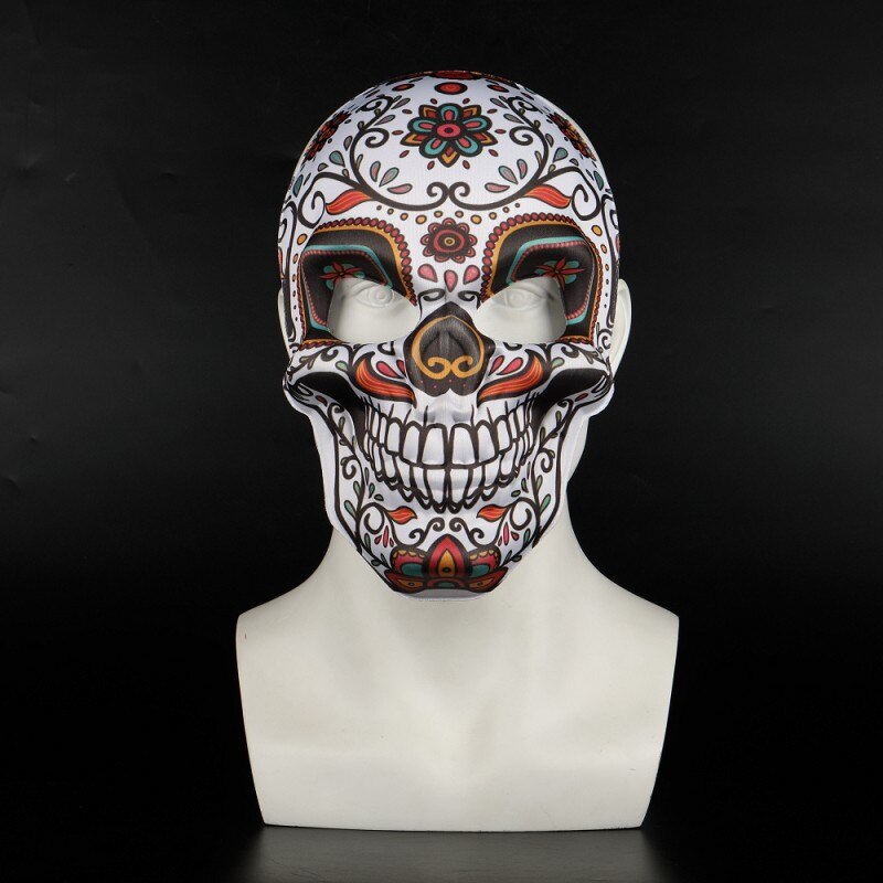 7 Type Halloween mexicain jour de la mort crâne imprimer doux masques hommes mascarade barre fête Cosplay accessoire avec ficelle élastique: E0204-d