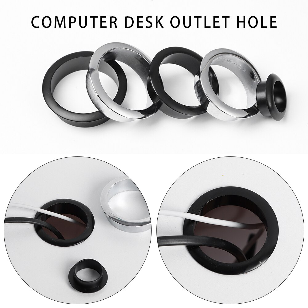 Zinc Alloy Computer Desk Cable Grommets Wire Hole Cover Cabinet Vent Hole Decor Plug Cable Outlet Port Cable Winder