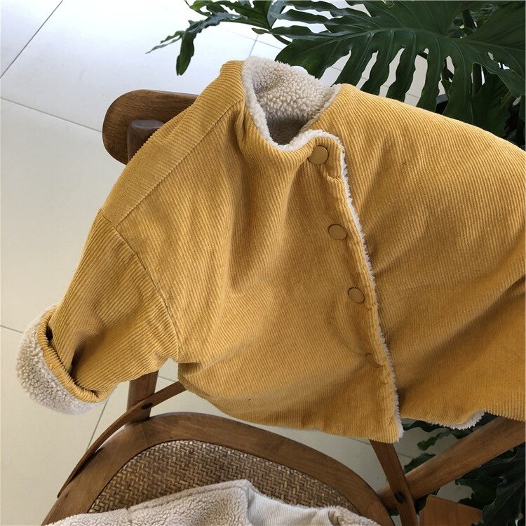 Kleinkind Wolle Mäntel Winter Neue Baby Jungen und Mädchen Kabel Jacken freundlicher Warme Dicke Samt Outwear Baby lässig Jacken Mantel: Gelb / 24M