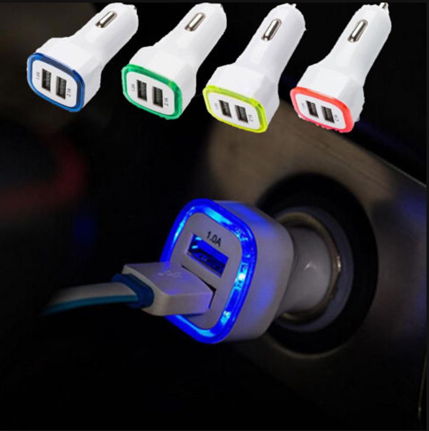 2.1A+1A Dual 2 USB Port LED Car Charger Adapter for Universal Smart Phone Tablet