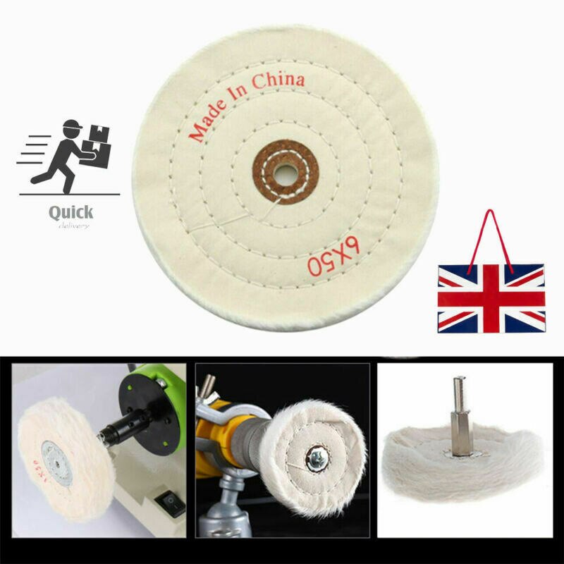 150MM 6 Inch Spiral Stitched Cotton Buffing Polishing Wheel Mop Bench Grinder