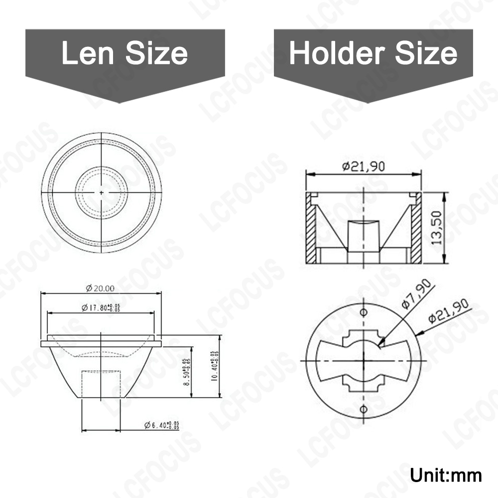 Lentille LED 1W 3W 5W, 10 pièces, collimateur réflecteur 5/10/15/30/45/60/90/120 degrés, lentille optique acrylique PMMA 20MM