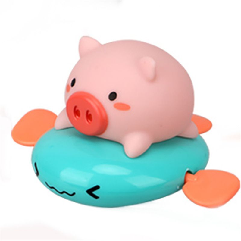 Funny Pigs On Fish Nose Sprays Water Novelty Bath Toy Pool For Baby Shower Clockwork Dabbling Toys Kids Play Water Bath Time: Sky Blue