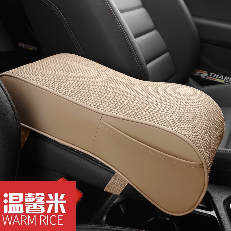 Leather Car Central Armrest Pad Black Auto Center Console Arm Rest Seat Box Mat Cushion Pillow Cover Vehicle Protective Styling: A