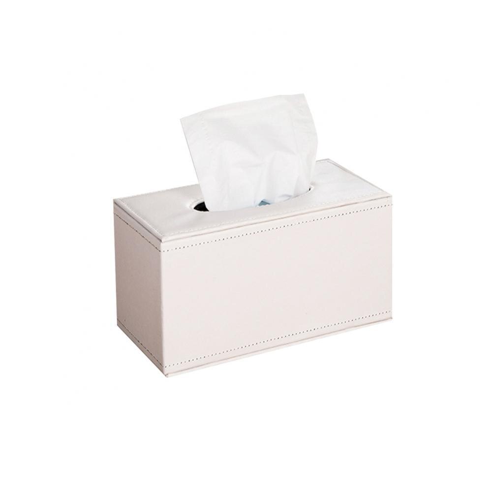 Household Faux Leather Tissue Box Car Tissue Paper Holder Storage Case Hotel Restaurant Paper Towel Dispenser: White Medium
