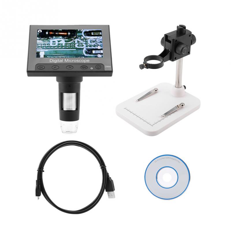 500/1000X Digital Microscope DM4 2MP 4.3 Inch Display Magnifier Electronic Microscope with LED Light