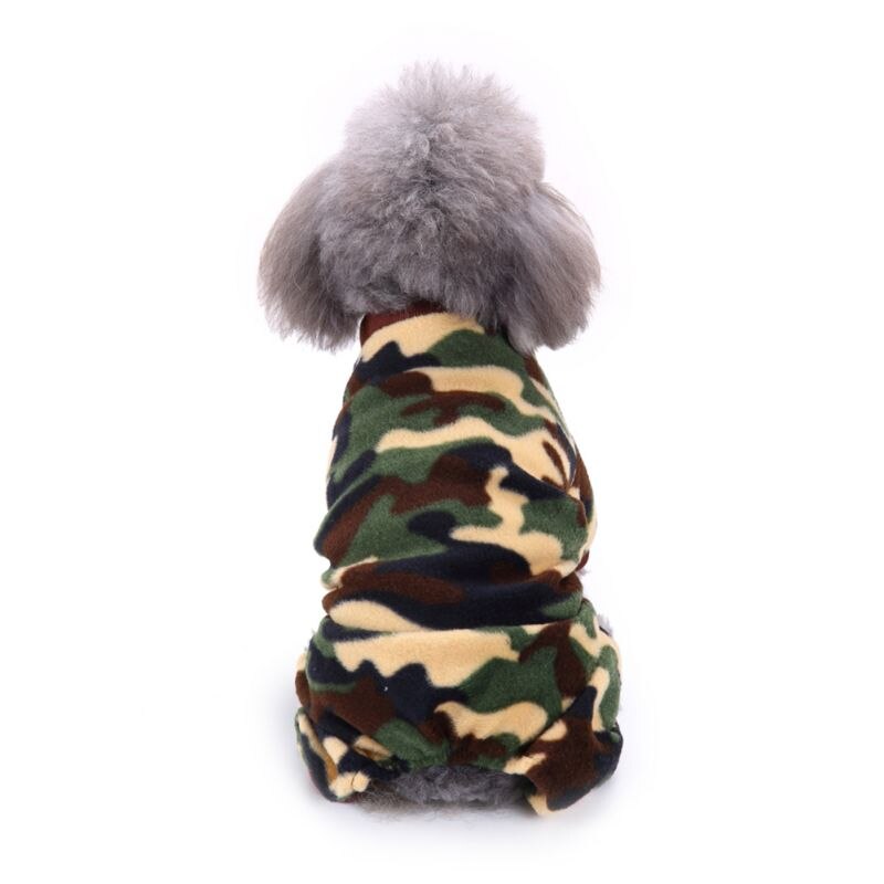 Sällskapsdjur kläder kostym kamouflage ko mönster valp hund kläder sällskapsdjur varm pyjamas vinter fyra fot fleecepet kläder