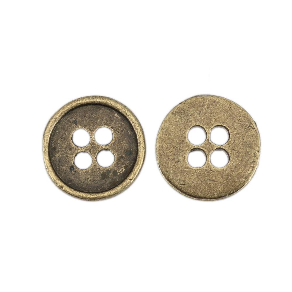 Zink metal legering syning knap metal knapper runde antik bronze 4 huller cadmium fri 13mm( 4/8 ") dia ,9 stk