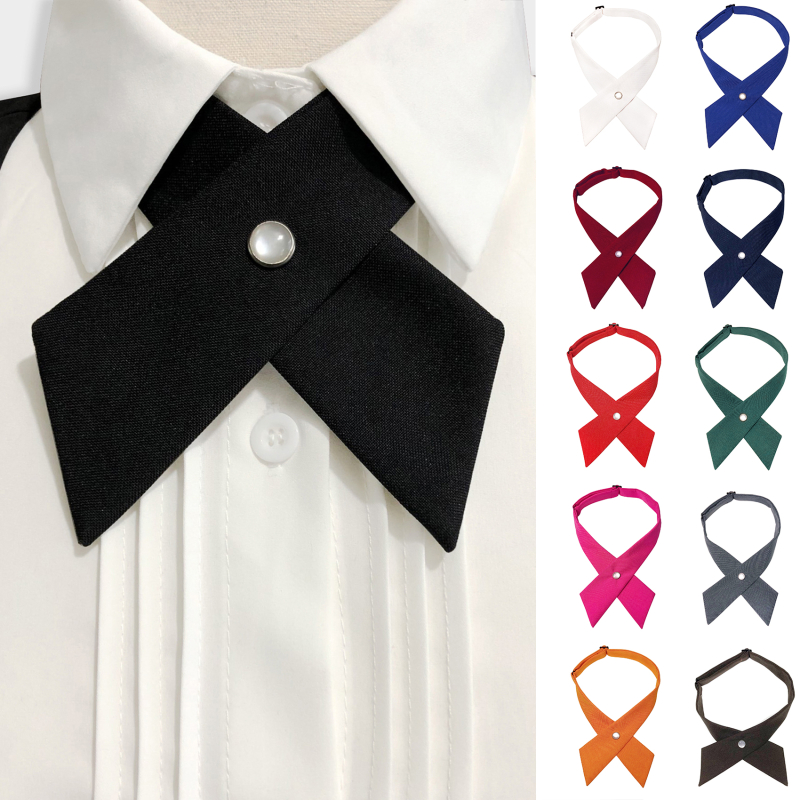 Mädchen Schüler Uniform Fliege Krawatten Solide Herren Damen Solide Professionelle Fliege Damen überqueren Tag Krawatte Abschlussball Abschlussfeier Lässig