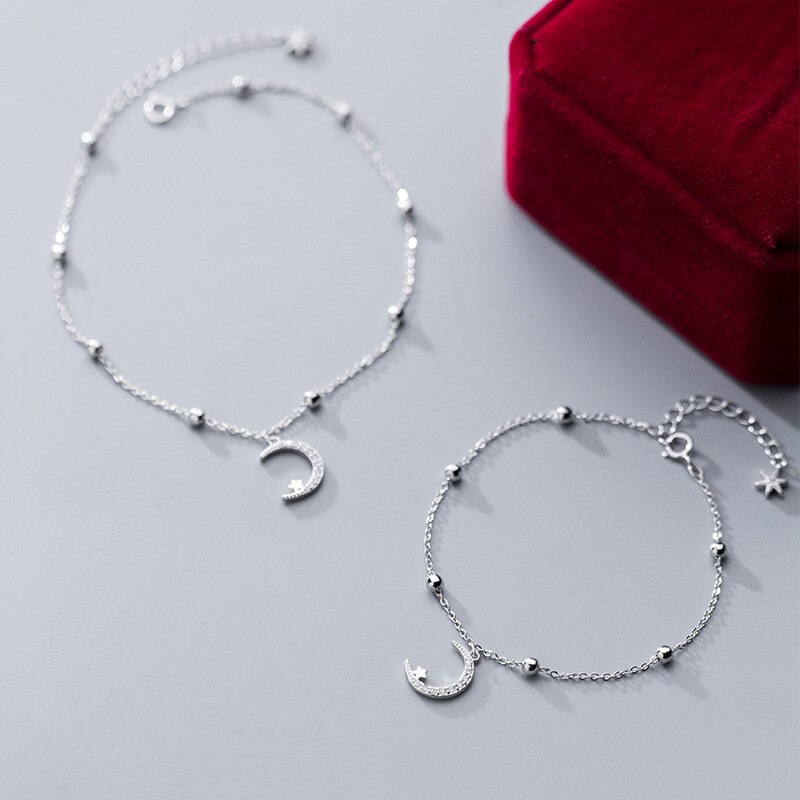 Neue Sterne Mond Quaste 925 Sterling Silber Knöchel Kette Einfache Gypsophila Kette Armbänder Fußkettchen Für Frauen Schmuck Mädchen Beste