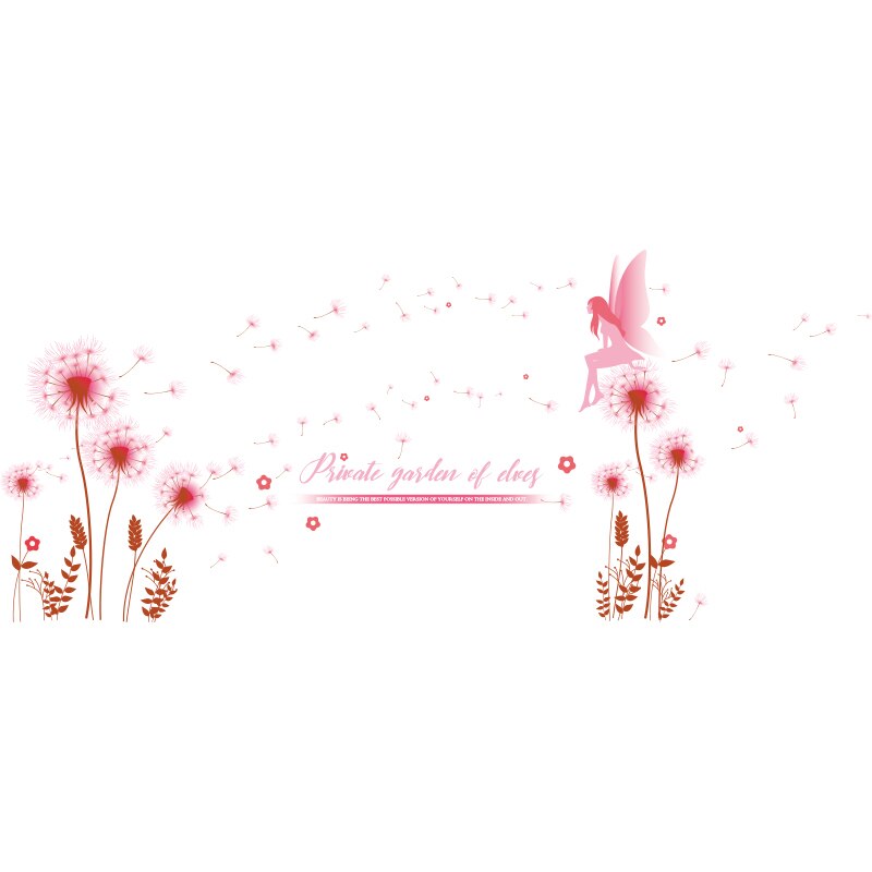 [shijuekongjian] Dandelion Flowers Wall Stickers DIY Cartoon Girl Mural Decals for Living Room Kids Bedroom House Decoration: flower sticker