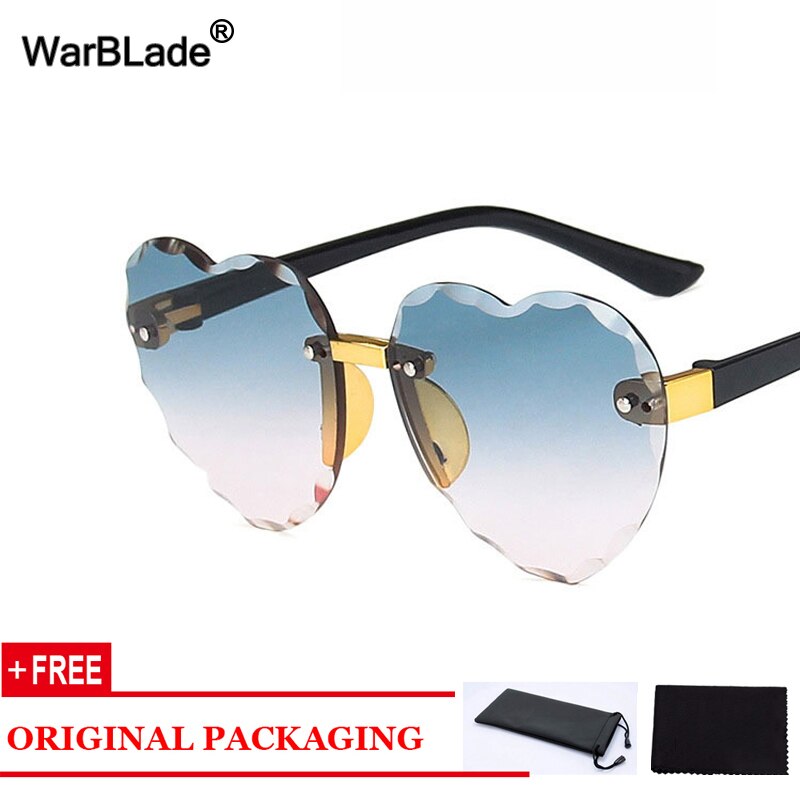 Warblade hjerte kantløse låve solbriller kjærlighet form låve solbriller takrenne jenter reise  uv400 briller oculos de sol: Grønn