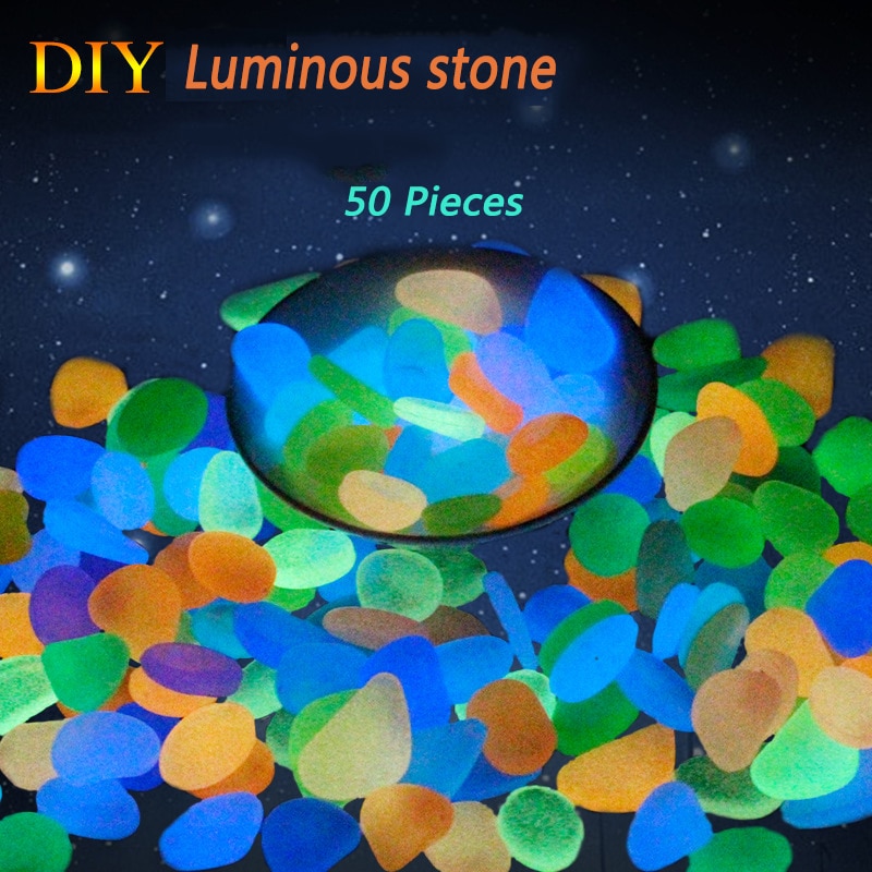 50 Pieces Luminous Stone Glow in the Dark Pebbles Toys Glowing Stones Rocks for Walkways Aquarium Plants Garden Yard Decor