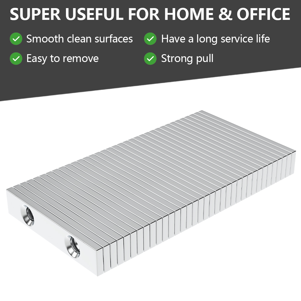 50x10x3-5mm Powerful Magnets Block With holes for Fridge, DIY Projects, Science & Office Use Refrigerator magnet