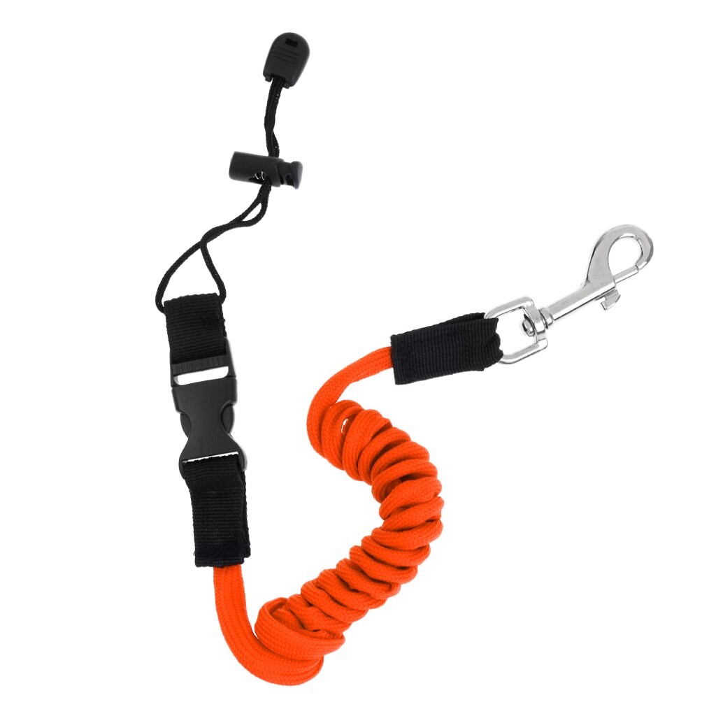 Kayak Paddle Leash With Carabiner - Elastic Safety Tether For Paddles & Fishing Rods, Orange