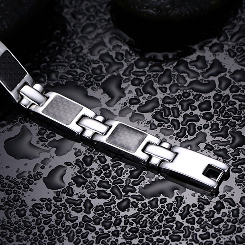 Vnox casuale in Fibra di Carbonio Della Catena A maglia Braccialetti Terapia per le Donne Degli Uomini Stanless Acciaio Bio energia potenza bilancia Magnete Dei Monili